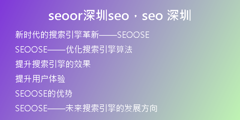 seoor深圳seo，seo 深圳
