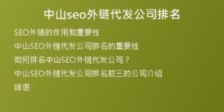 中山seo外链代发公司排名