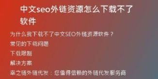中文seo外链资源怎么下载不了软件
