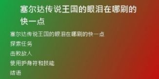 塞尔达传说王国的眼泪在哪刷的快一点