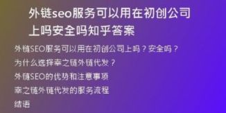 外链seo服务可以用在初创公司上吗安全吗知乎答案