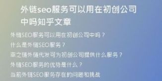 外链seo服务可以用在初创公司中吗知乎文章
