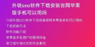外链seo软件下载安装官网苹果版手机可以用吗