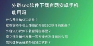 外链seo软件下载官网安卓手机能用吗