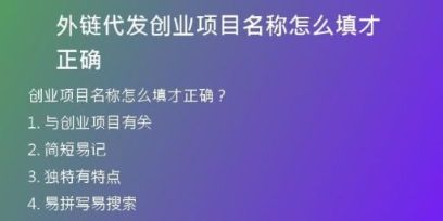 外链代发创业项目名称怎么填才正确