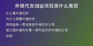 外链代发创业项目是什么意思