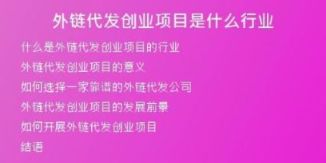 外链代发创业项目是什么行业