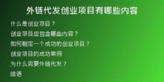 外链代发创业项目有哪些内容