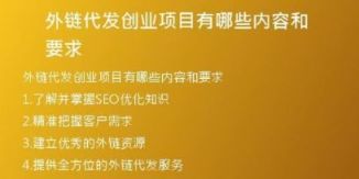 外链代发创业项目有哪些内容和要求