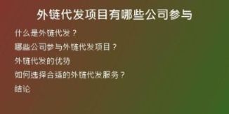 外链代发项目有哪些公司参与