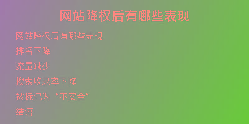 网站降权后有哪些表现