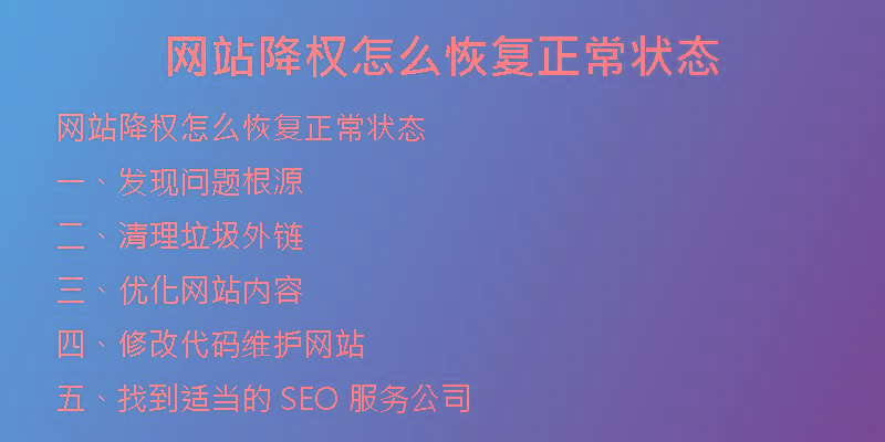 网站降权怎么恢复正常状态