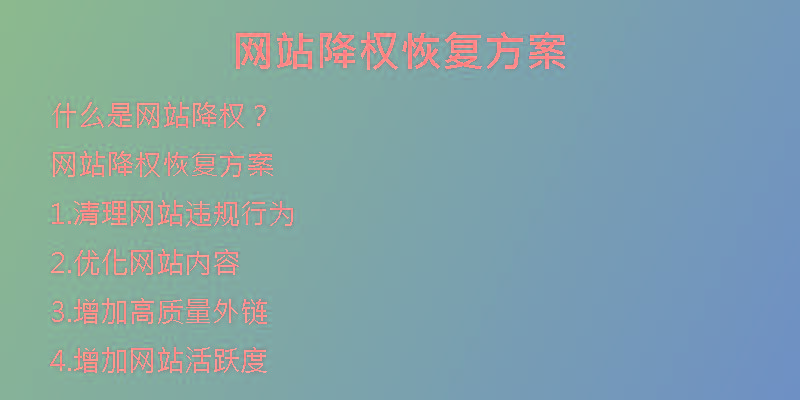 网站降权恢复方案
