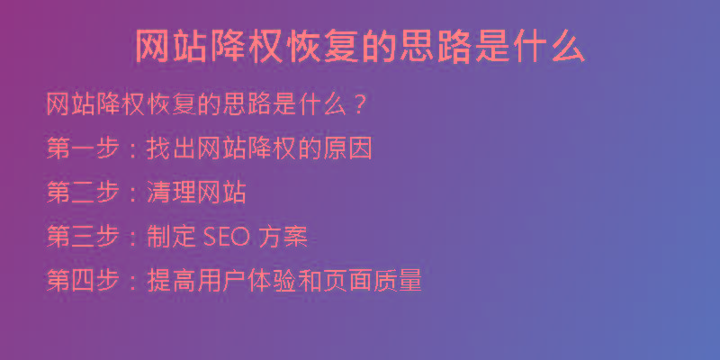 网站降权恢复的思路是什么