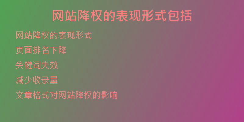 网站降权的表现形式包括