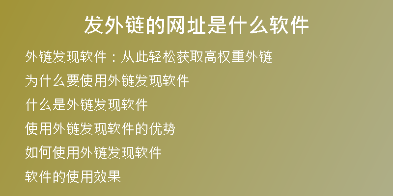 发外链的网址是什么软件