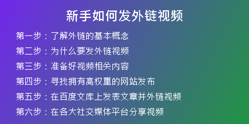 新手如何发外链视频