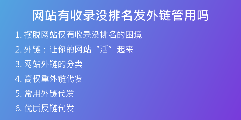 网站有收录没排名发外链管用吗