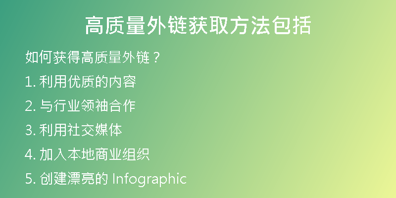 高质量外链获取方法包括
