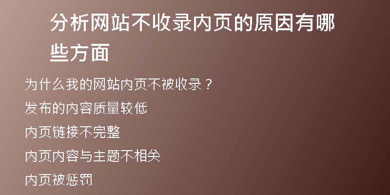 分析网站不收录内页的原因有哪些方面