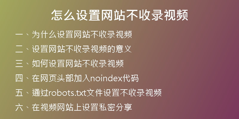 怎么设置网站不收录视频