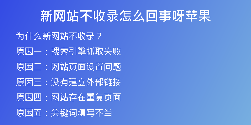 新网站不收录怎么回事呀苹果