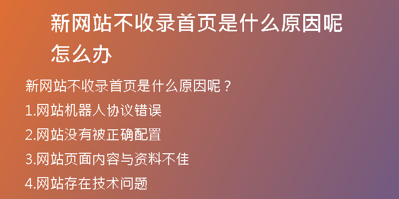 新网站不收录首页是什么原因呢怎么办