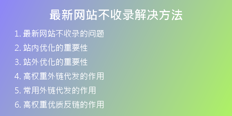 最新网站不收录解决方法