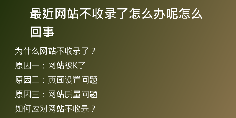 最近网站不收录了怎么办呢怎么回事