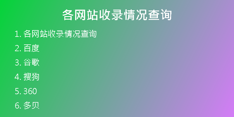 各网站收录情况查询