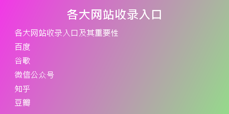 各大网站收录入口
