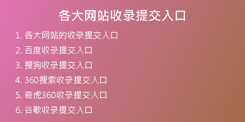 各大网站收录提交入口