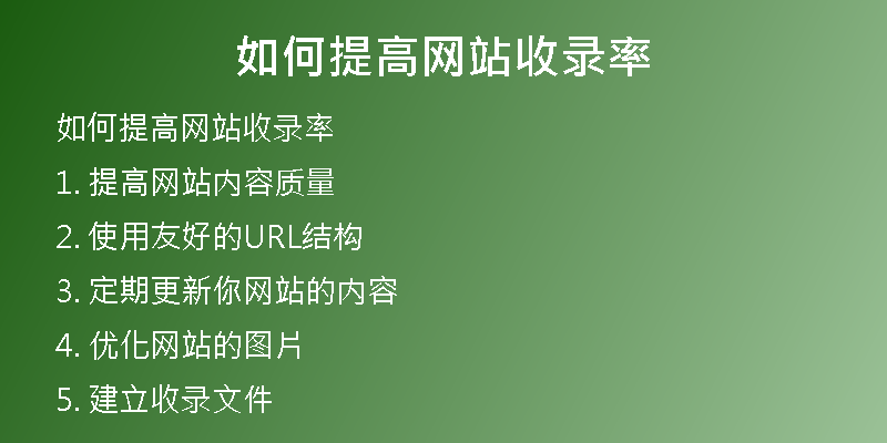 如何提高网站收录率