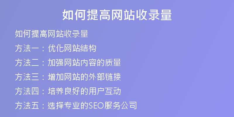 如何提高网站收录量