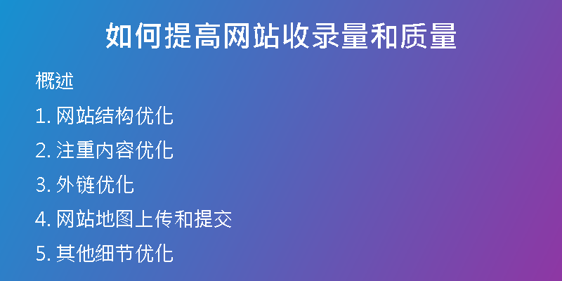 如何提高网站收录量和质量