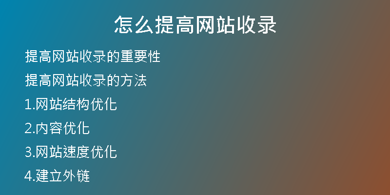 怎么提高网站收录