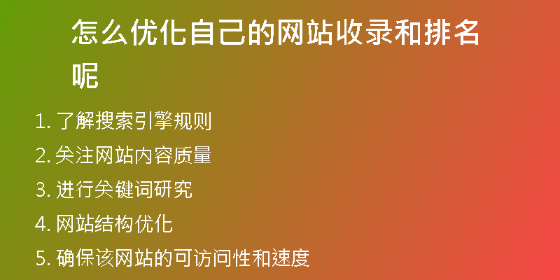怎么优化自己的网站收录和排名呢
