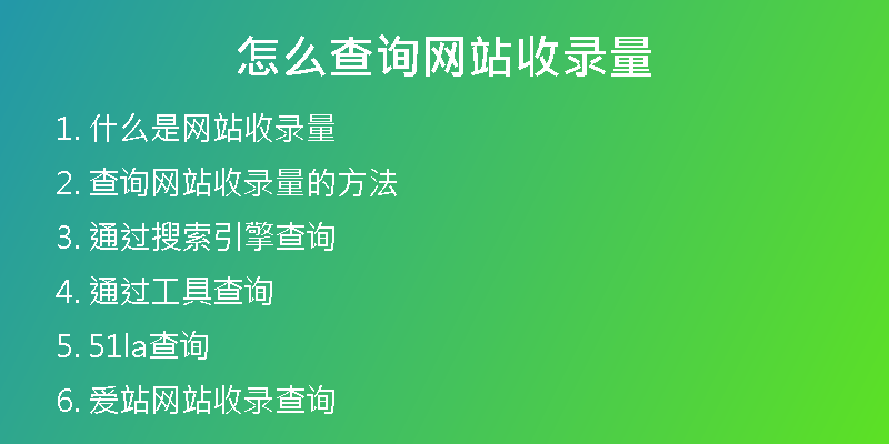 怎么查询网站收录量