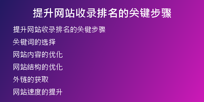 提升网站收录排名的关键步骤