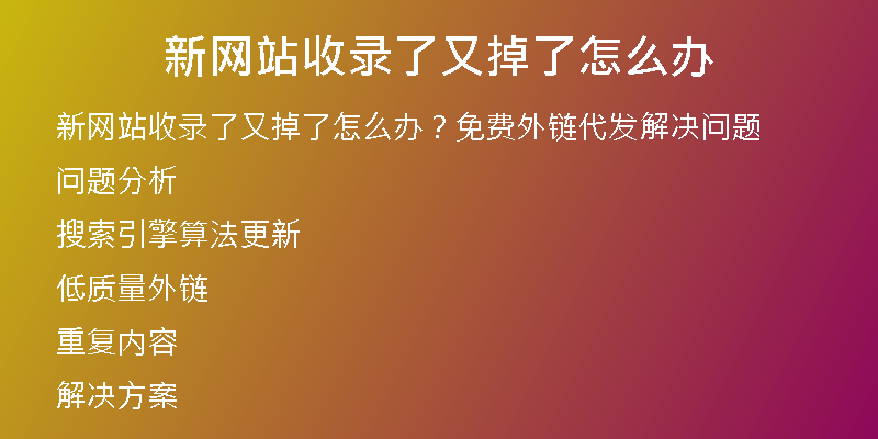 新网站收录了又掉了怎么办
