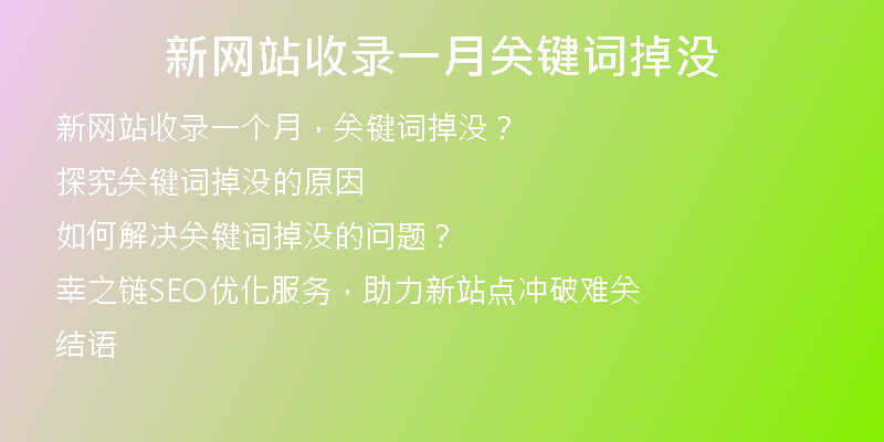 新网站收录一月关键词掉没