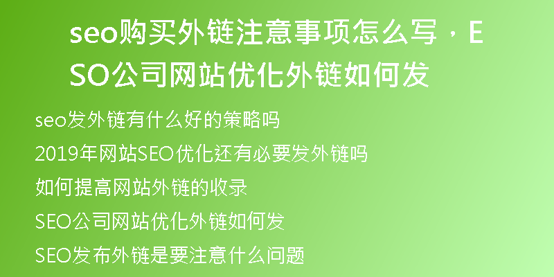 seo购买外链注意事项怎么写，SEO公司网站优化外链如何发