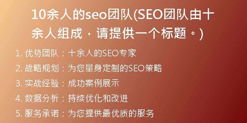 10余人的seo团队(SEO团队由十余人组成，请提供一个标题。)