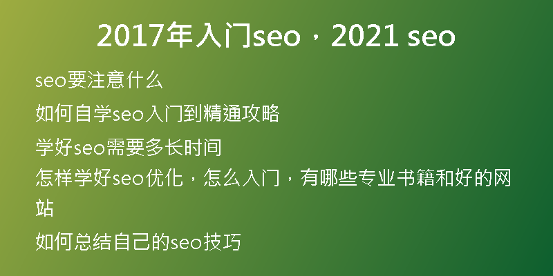 2017年入门seo，2021 seo