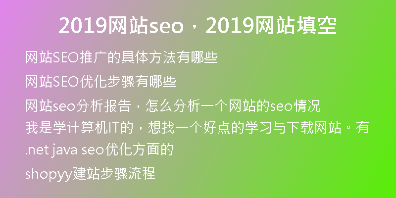 2019网站seo，2019网站填空