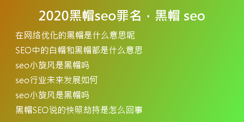 2020黑帽seo罪名，黑帽 seo