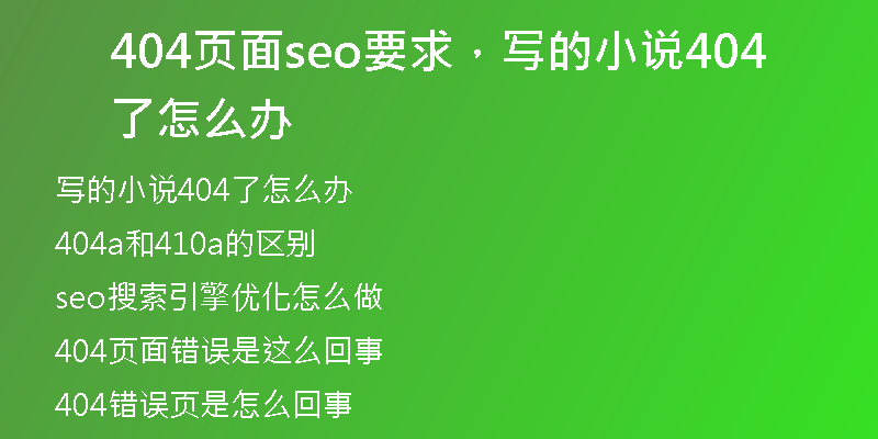 404页面seo要求，写的小说404了怎么办