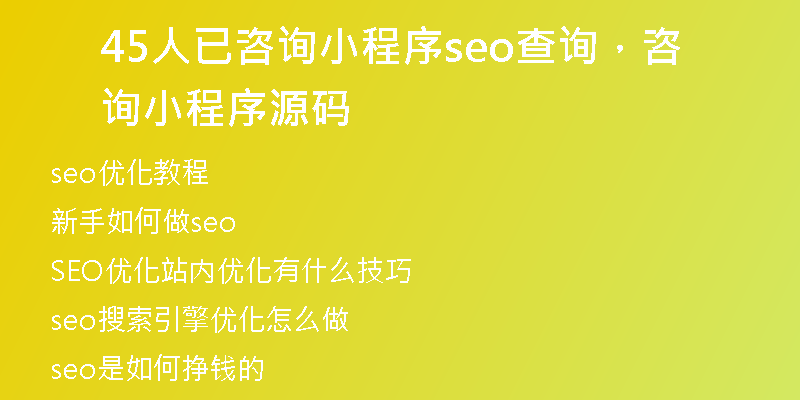 45人已咨询小程序seo查询，咨询小程序源码