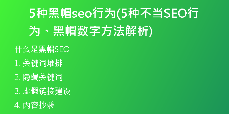 5种黑帽seo行为(5种不当SEO行为、黑帽数字方法解析)