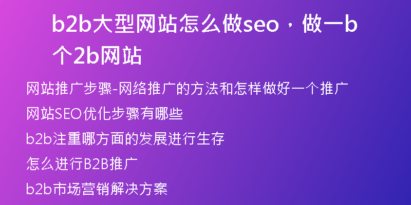 b2b大型网站怎么做seo,做一个b2b网站